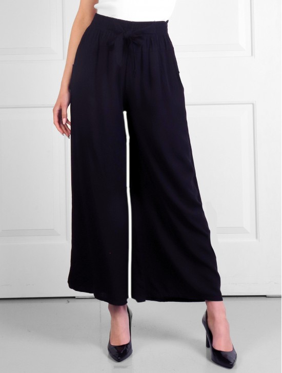 Bamboo Feeling Full Length Pants W/ Tie Belt and Pockets Bamboo Feeling Full Length Pants W/ Tie Belt and Pockets
